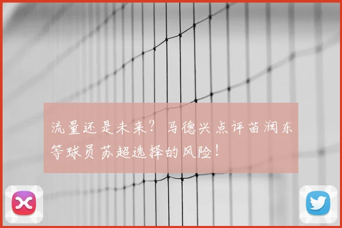 流量还是未来？马德兴点评苗润东等球员苏超选择的风险！